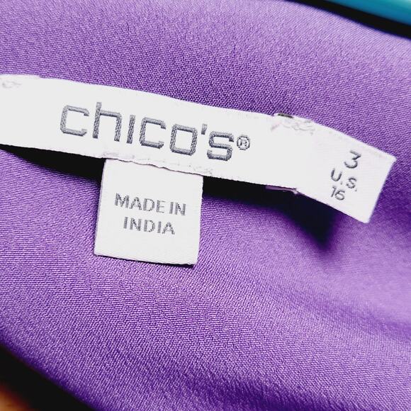 Chico's Purple Sumptuous Satin Bubble Top Chico's Size3 or US 16 Minimalist - Picture 10 of 13